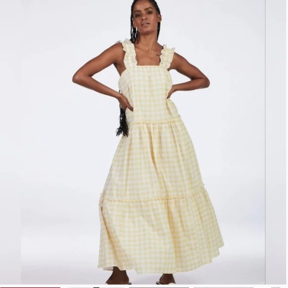 Charlie holiday Lottie white and yellow gingham maxi dress - Picture 4 of 4